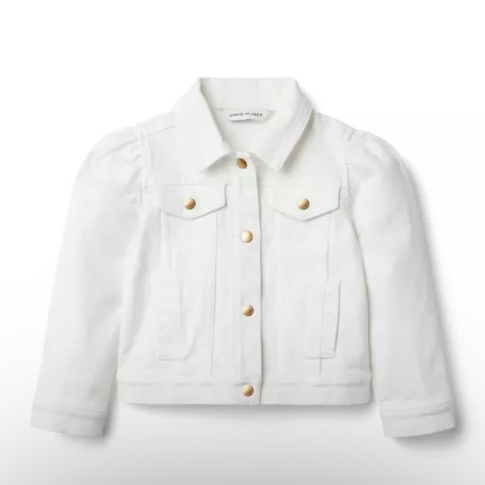 Janie and Jack white Jean denim Jacket with Gold Buttons Sz  18-24m girls